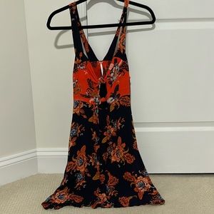 Free People Black and Orange Floral Dress